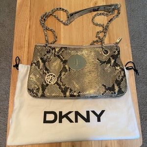 DKNY Metallic Snakeprint Shoulder or Crossbody Purse w/dustbag